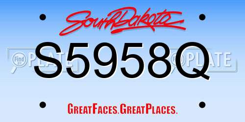 S5958Q South Dakota License Plate