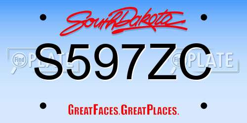 S597ZC South Dakota License Plate