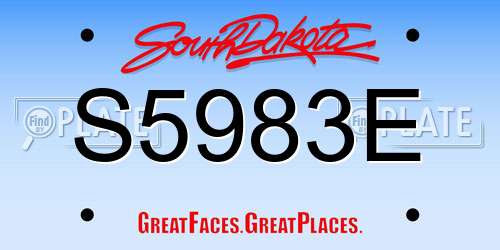 S5983E South Dakota License Plate