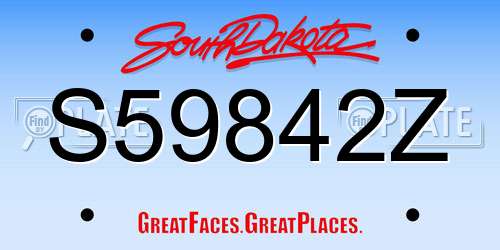 S59842Z South Dakota License Plate