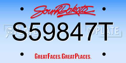 S59847T South Dakota License Plate