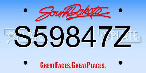 S59847Z South Dakota License Plate