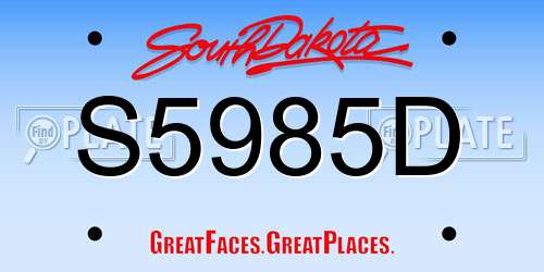 S5985D South Dakota License Plate