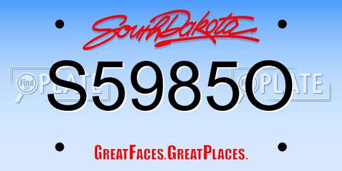 S5985O South Dakota License Plate