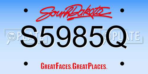 S5985Q South Dakota License Plate