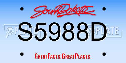 S5988D South Dakota License Plate