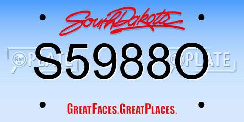 S5988O South Dakota License Plate