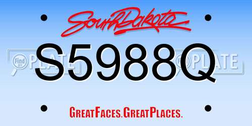 S5988Q South Dakota License Plate