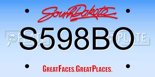 S598BO South Dakota License Plate