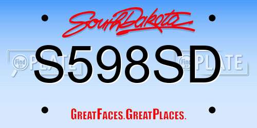 S598SD South Dakota License Plate