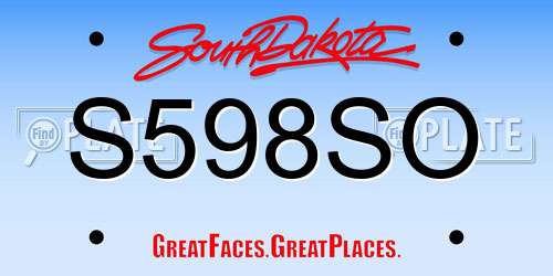 S598SO South Dakota License Plate