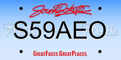 S59AEO South Dakota License Plate
