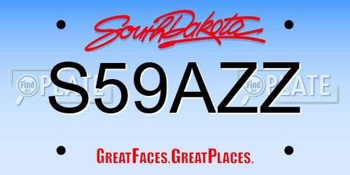 S59AZZ South Dakota License Plate