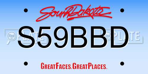 S59BBD South Dakota License Plate