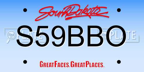 S59BBO South Dakota License Plate
