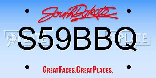 S59BBQ South Dakota License Plate