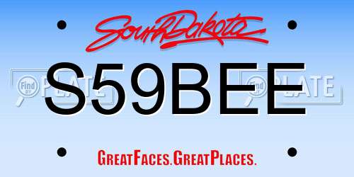 S59BEE South Dakota License Plate