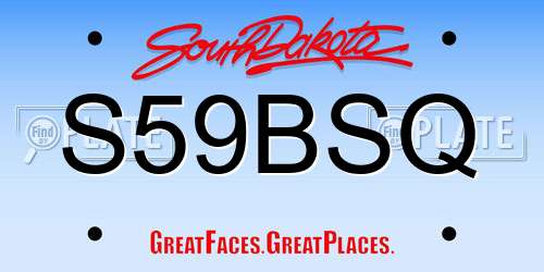 S59BSQ South Dakota License Plate