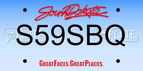 S59SBQ South Dakota License Plate