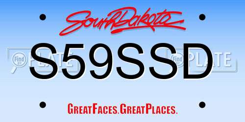 S59SSD South Dakota License Plate