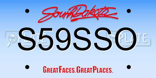S59SSO South Dakota License Plate