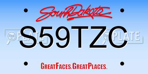 S59TZC South Dakota License Plate
