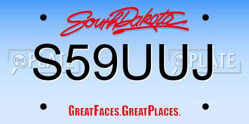 S59UUJ South Dakota License Plate