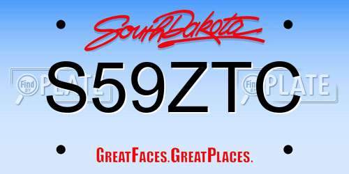 S59ZTC South Dakota License Plate