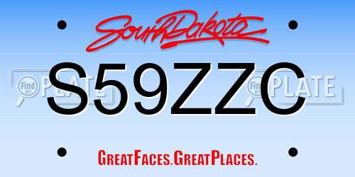 S59ZZC South Dakota License Plate