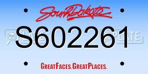 S602261 South Dakota License Plate