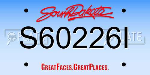 S60226I South Dakota License Plate