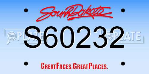 S60232 South Dakota License Plate