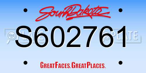 S602761 South Dakota License Plate