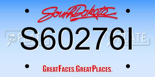 S60276I South Dakota License Plate