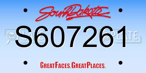 S607261 South Dakota License Plate