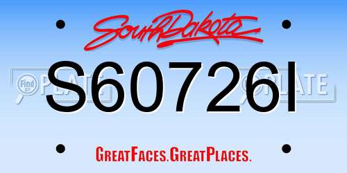 S60726I South Dakota License Plate