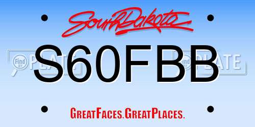 S60FBB South Dakota License Plate