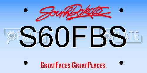 S60FBS South Dakota License Plate