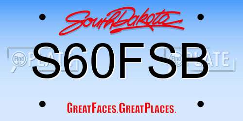 S60FSB South Dakota License Plate