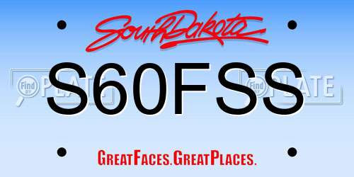S60FSS South Dakota License Plate