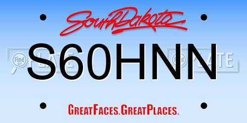 S60HNN South Dakota License Plate