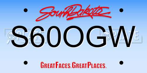 S60OGW South Dakota License Plate