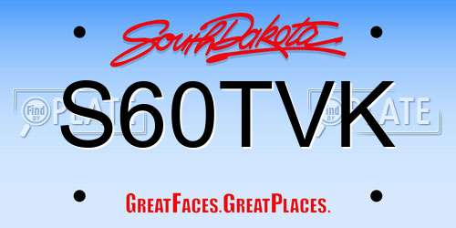 S60TVK South Dakota License Plate