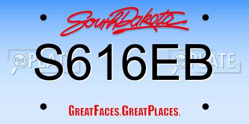 S616EB South Dakota License Plate