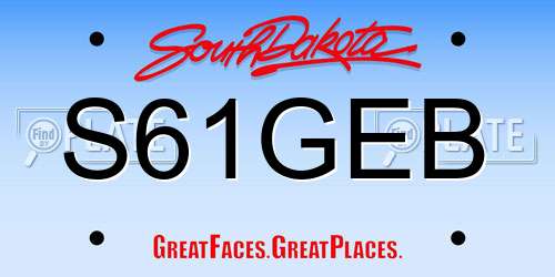 S61GEB South Dakota License Plate