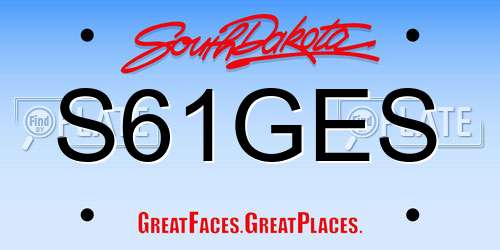 S61GES South Dakota License Plate