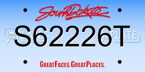 S62226T South Dakota License Plate
