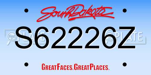 S62226Z South Dakota License Plate