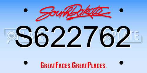 S622762 South Dakota License Plate