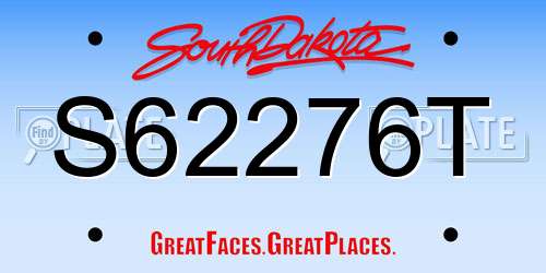 S62276T South Dakota License Plate